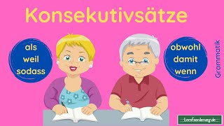 Konsekutivsätze ✅ Konjunktionen und ihre Bedeutung [upl. by Persons612]