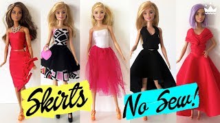 DIY How to make Skirts for Barbie No Sew Clothing for Dolls [upl. by Ahsircal]