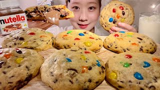 ASMR Nutella Stuffed MampM Cookies【Mukbang Eating Sounds】【English subtitles】 [upl. by Livia]