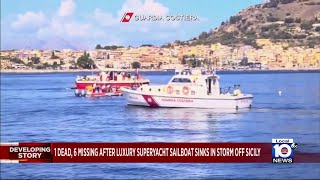 Superyacht sinks in Italy leaving 1 dead 6 missing [upl. by Ennayar]