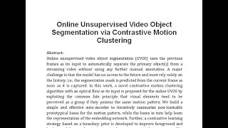 Online Unsupervised Video Object Segmentation via Contrastive Motion Clustering [upl. by Henriques]