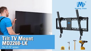 How to hang TV on Wall  tutorial with Mounting Dream Full Motion TV Bracket MD2268LK02 [upl. by Harwin]