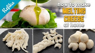 Making CHEESE with milk and just vinegar🧀 in 15 Minutes  Mozzarella Burrata melting cheese 🫕 [upl. by Rachael]