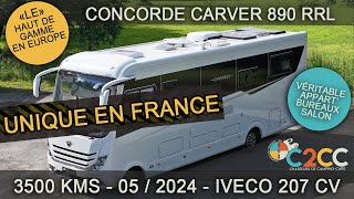 Présentation CONCORDE CARVER 890 RRL 3500 Kms  bureaux salon en U DISPO 409 900 € [upl. by Raimund]