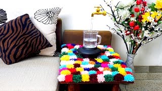 Stunning DIY Pom Pom Rug for Living Room  Pom Poms Made Easy [upl. by Margeaux]