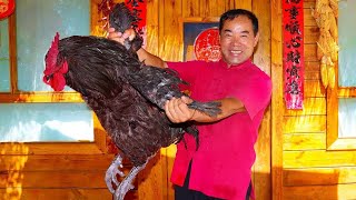 75KG Black Rooster Cooking Delicious from Beak to Bone  Uncle Rural Gourmet [upl. by Lisan]