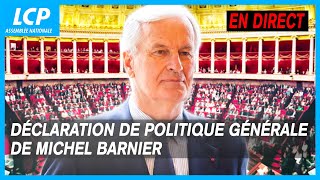 Déclaration de politique générale  la feuille de route de Michel Barnier  01102024 [upl. by Enorej]