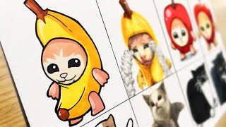 Drawing Happy Cat Meme  Banana Cat lore  Cartoon VS Realistic  Apple cat Maxwell cat [upl. by Cilurzo]