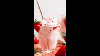 Creamy Vegan Strawberry Milkshake 4 Ingredients  Minimalist Baker Recipes [upl. by Dallis47]