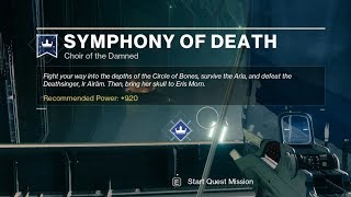 Solo quotSymphony of Deathquot Final Quest Choir of the Damned Destiny 2 Shadowkeep [upl. by Maryanne677]