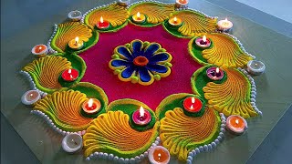 1634 New special Diwali dhanteras rangoli  rangoli for Diwali  satisfying video [upl. by Mcleod888]