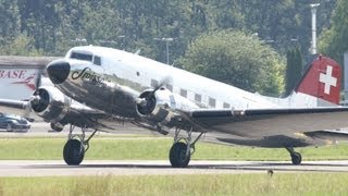 Douglas DC3 quotGrand Old Ladyquot Take Off at Bern Airport  Original Swissair Livery [upl. by Reklaw695]