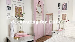 Decorating a room for FREE 🏡 Bedroom makeover on a budget 2019 [upl. by Khano]