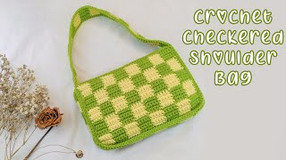 Easy Crochet Checkerboard Shoulder Bag Tutorial  Chenda DIY [upl. by Agnese]