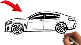 How to draw BMW M8 easy step by step  BMW M8 Easy Car Drawing [upl. by Amalea]