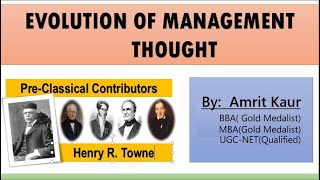 Evolution of Management Thought  Pre classical Contributors  Andrew Ure  Dupin  Henry Towne [upl. by Ydnyc781]