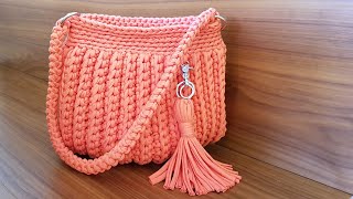 Como Fazer Uma Bolsa Com Fio de Malha  Tutorial de Crochê [upl. by Yael461]