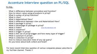 Accenture interview questions and answers on PLSQL [upl. by Steward]