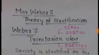 Max Webers Theory of Stratification Trinitarian view [upl. by Silas]