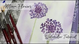 Easy Beginner Watercolor Allium Flowers Tutorial [upl. by Sert]