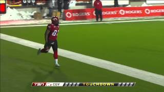 CFL Nik Lewis TipToes into the EndZone vs Lions  October 26 2012 [upl. by Melvin607]