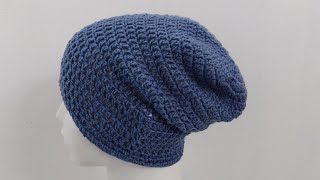 How to Crochet Slouchy Beanie for menSimple and Easy for Beginner [upl. by Ennelram978]