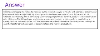 What does clicking and dragging the fill handle indicated by the cursor below do [upl. by Arras]