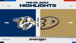 NHL Highlights  Predators vs Ducks  February 25 2024 [upl. by Louls]