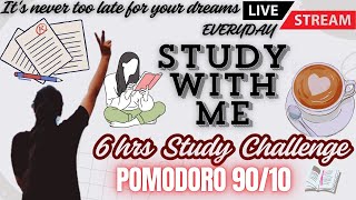 Study With Me for 6 Hours pomodoro 9010  DAY1450  ONLINE LIBRARY✌️Routine in description [upl. by Anirdnajela]