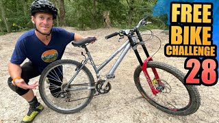 THE FREE BIKE CHALLENGE  PART 28  WOMENS FREERIDE MTB WITH DOWNHILL FORKS [upl. by Tabbitha132]