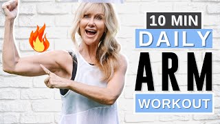 10 Minute Tone Your Arm Workout Over 50【No Equipment】 [upl. by Enamrahs759]