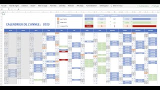 Créer un calendrier dynamique annuel 2 complexe mais complet  Tuto Excel [upl. by Baxter]