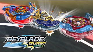 beyblade burst surge  mirage fafnir broken free vs valt vs aiga [upl. by Meurer]