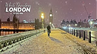 Midnight Snowfall in Westminster London  4K Walking tour of London in the Winter Snow [upl. by Ursal]