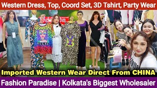 Imported Western Dress Coord Set Crop Top 3D Tshirt Sequin Party Wear Wholesaler in Kolkata [upl. by Arec]