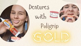 Poligrip 12 hr Gold Tube with Dentures [upl. by Herrle]