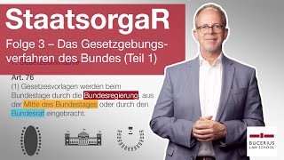 Das Gesetzgebungsverfahren des Bundes Teil 1  Staatsorganisationsrecht  Folge 3 [upl. by Coridon684]