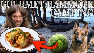 Gourmet Cooking Winter Hammock Overnight Camping  Mouse Trap Ice Fishing [upl. by Ayhdnas482]