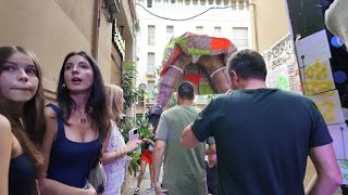 4K Fiesta de Gracia August 20 2024 Walk Barcelona Spain 4K HDR 60fps [upl. by Albie466]