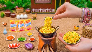 Miniature Egg Masala Maggi  Egg Maggi Recipe  Tiny Foodkey  Anda Masala  Indian Street Food [upl. by Eillib]