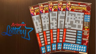 50K PRIZE SECRET AGENT CROSSWORD SCRATCH OFF TICKETS lotto scratchcards azlottery [upl. by Marzi]