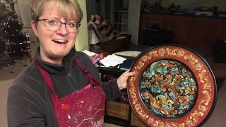 Base Coating a Wooden Plate Tutorial  Rosemaling By Art of Lise  unintentional ASMR Therapy [upl. by Anayaran]