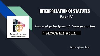 Interpretation of statutes in Tamil  Part IV  Mischief rule of interpretation  case laws [upl. by Vullo]