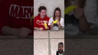 Fake banana vs real banana eating challenge challenge hmelkofm banana funny shorts [upl. by Adihsar]