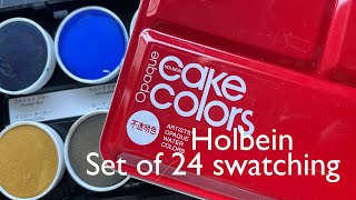 Set of 24 Holbein Gouache cake pans swatching plus my watercolour relaunch [upl. by Nosylla177]