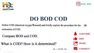 dissolvedoxygen Biologicaloxygendemand chemicaloxygendemand ktus1s2chemistry BOD COD [upl. by Mccall578]