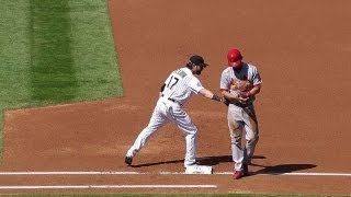 Helton pulls off hiddenball trick on pickoff [upl. by Karia]