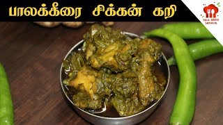 Palak chicken Recipe in TamilSpinach Chicken Recipes in TamilSide dishGravy for chapathi in Tamil [upl. by Eecyaj]