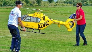 HUGE XXL RC ADAC EC135 VARIO 14 SCALE ELECTRIC MODEL HELICOPTER FLIGHT DEMONSTRATION [upl. by Noelyn516]