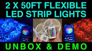 RGB LED Strip Lights Bluetooth Music Sync App Control by TJOY Unboxing Demo Review [upl. by Dwinnell]